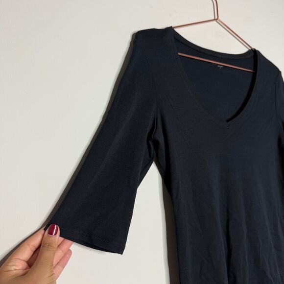 Eileen Fisher Womens Top Small Black Jersey Dolman 3/4 Sleeve Minimalist Capsule - Picture 3 of 5